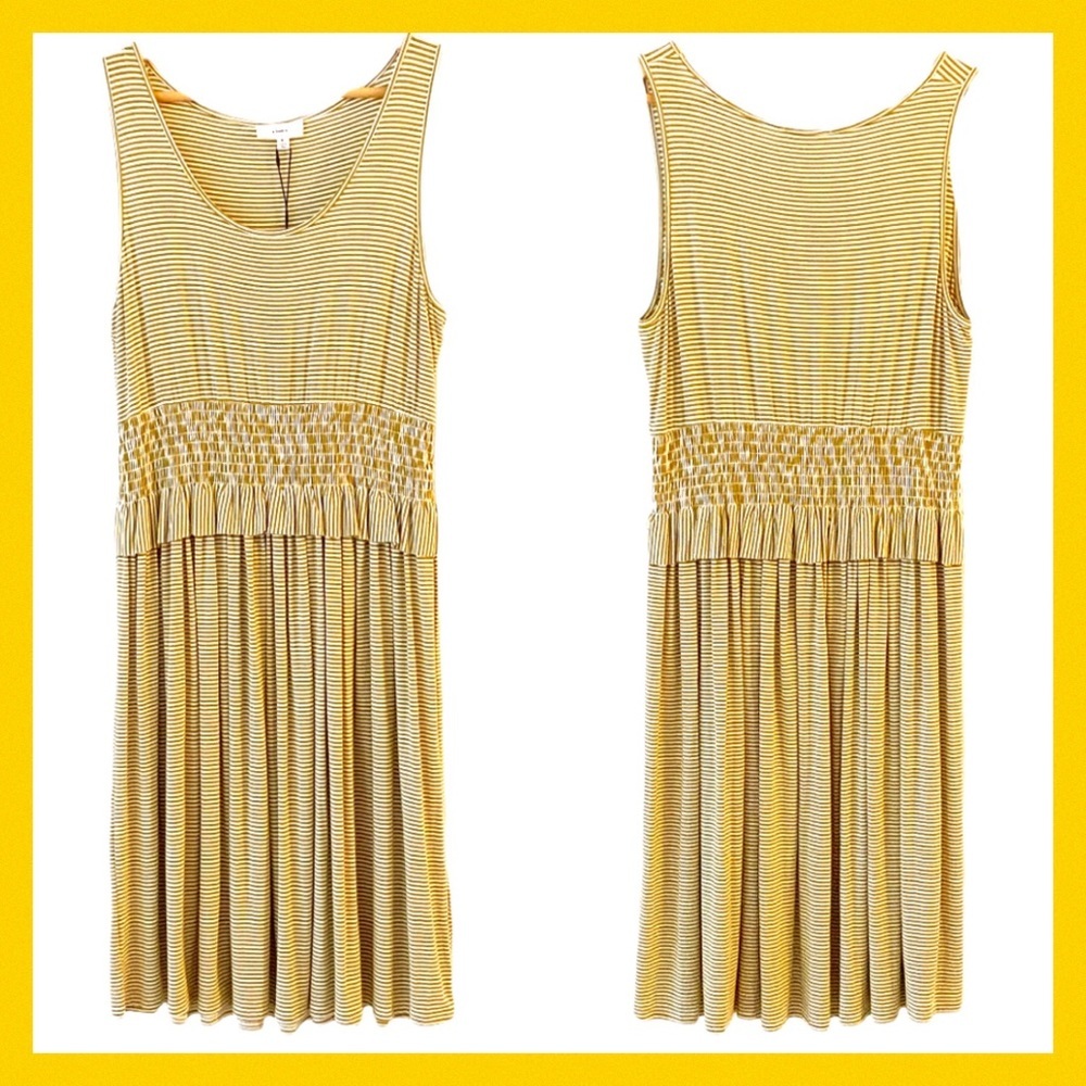 A Loves A Golden Apple Marigold Smocked Striped Sleeveless Stretch Dress